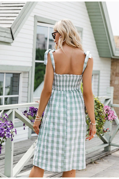 Vintage Zöld Gingham Ruha