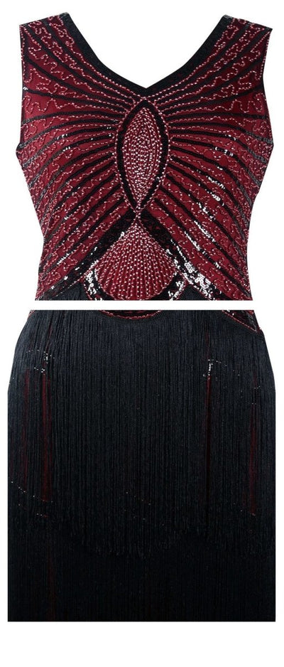 Vintage 1920-As Évek Art Deco Bordó Ruha