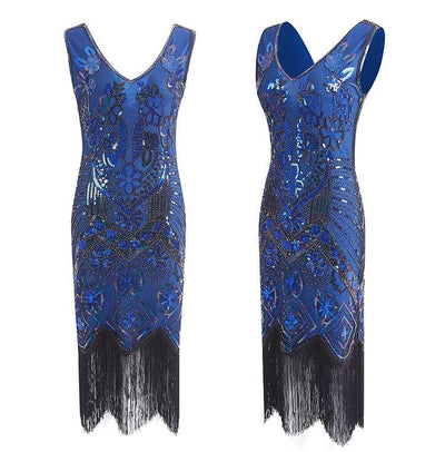 Vintage 20-As Évek Párizsi Kék Ruha