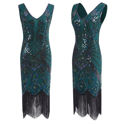 Vintage 20-As Évek Párizsi Zöld Ruha