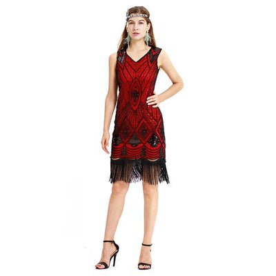 Vintage 20-As Évek Vörös Flitteres Ruha