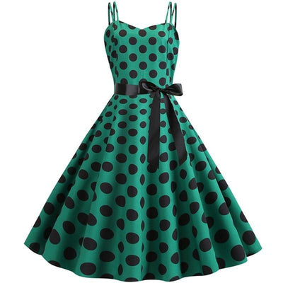 Vintage Rockabilly Ruha Pöttyös Zöld