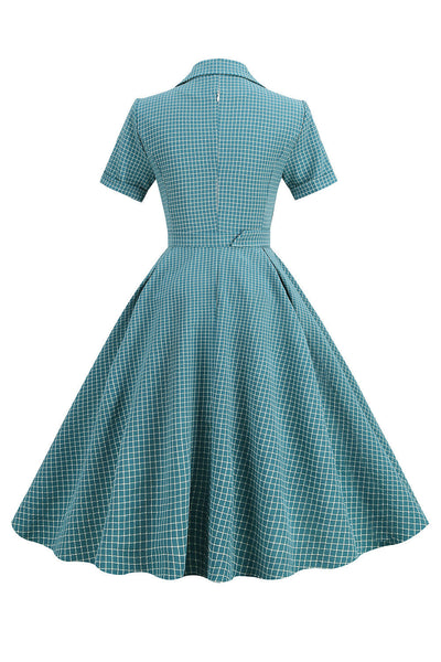 Vintage 1950-Es Évek Kockás Öves Ruha
