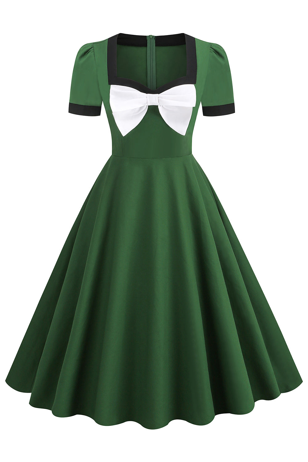 1950-Es Évek Vintage Zöld Ruha Masnival