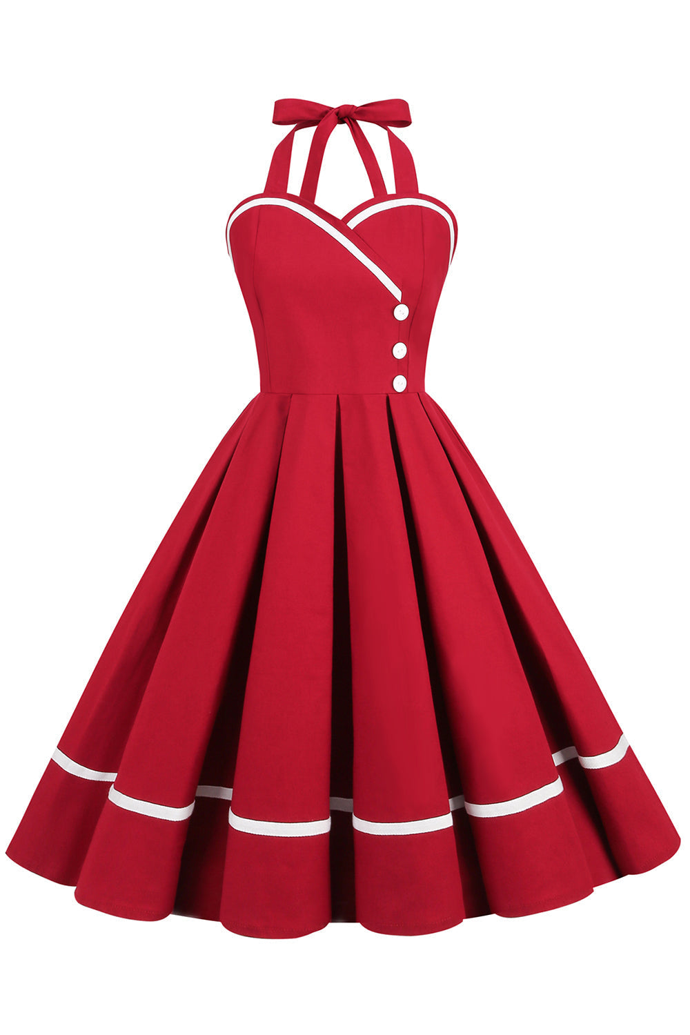 Vintage 50-Es Évek V-Nyakú Kitűző Ruha