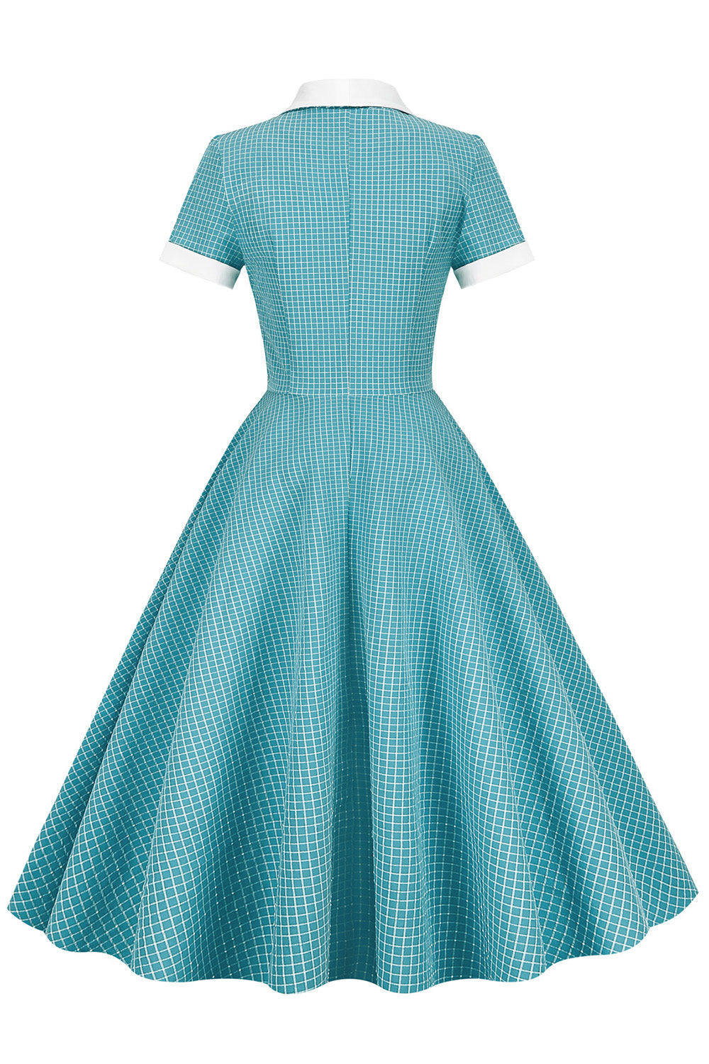 Vintage Kockás Kendős Galléros Ruha