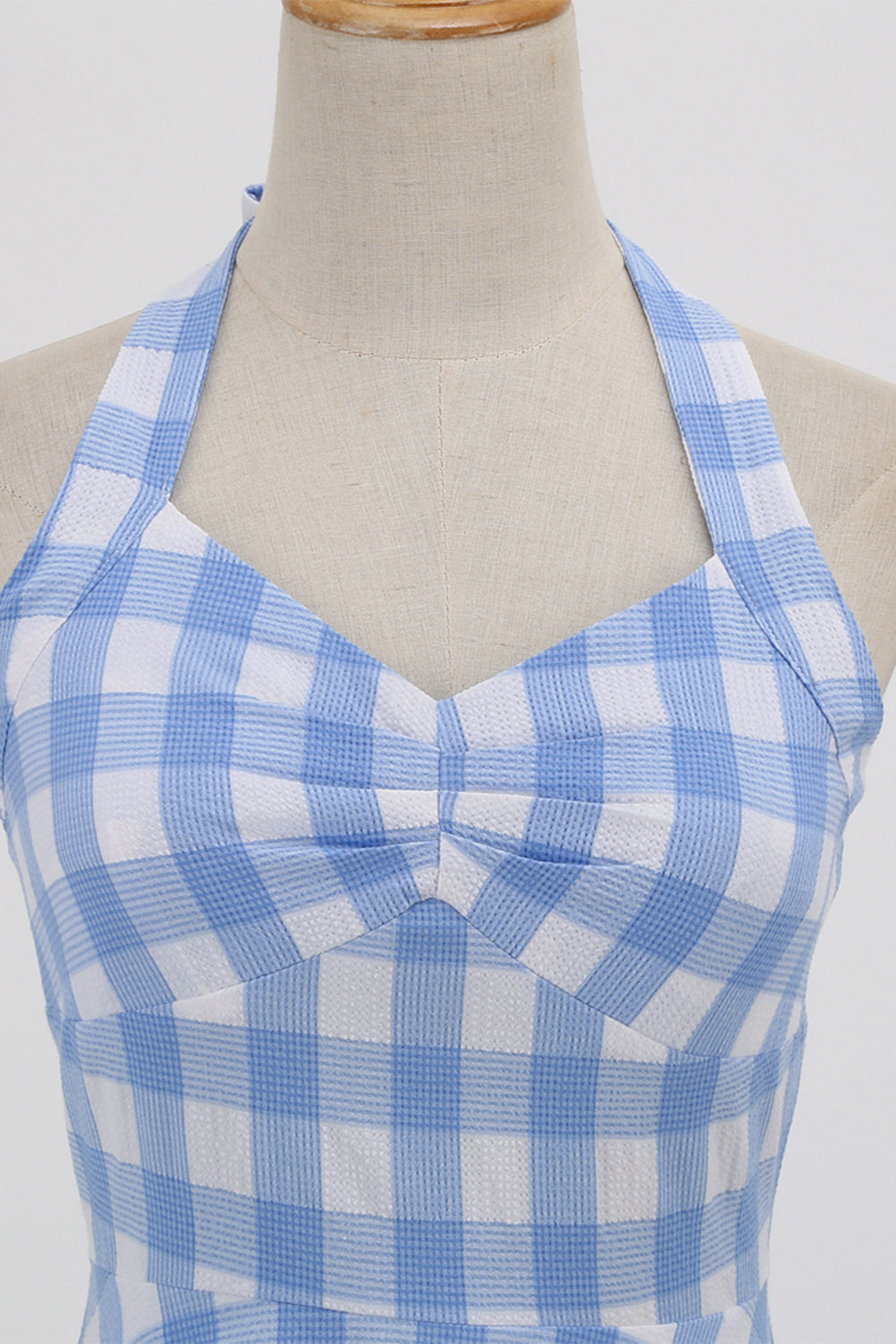 Retro Kockás Hát Nélküli Női Ruha
