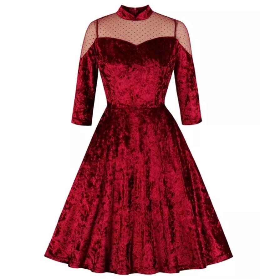 60-As Évek Vintage Bordó Ruha