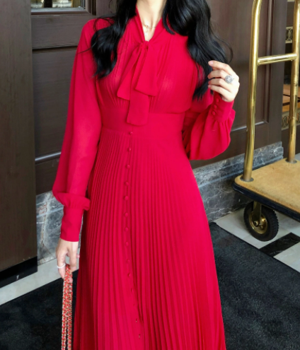 Vintage 40-Es Évek Magas Derekú Piros Ruha