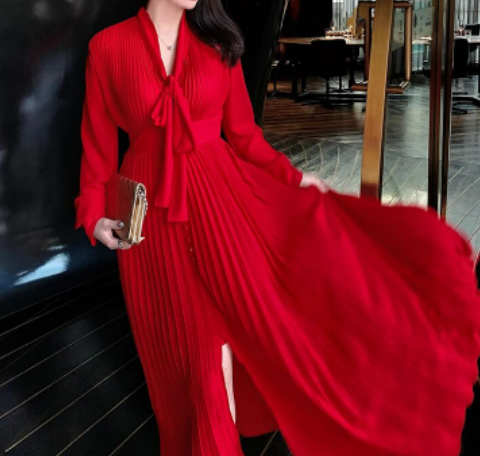 Vintage 40-Es Évek Magas Derekú Piros Ruha