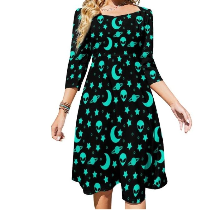 Női 70-Es Évek Vintage Zöld Ruha