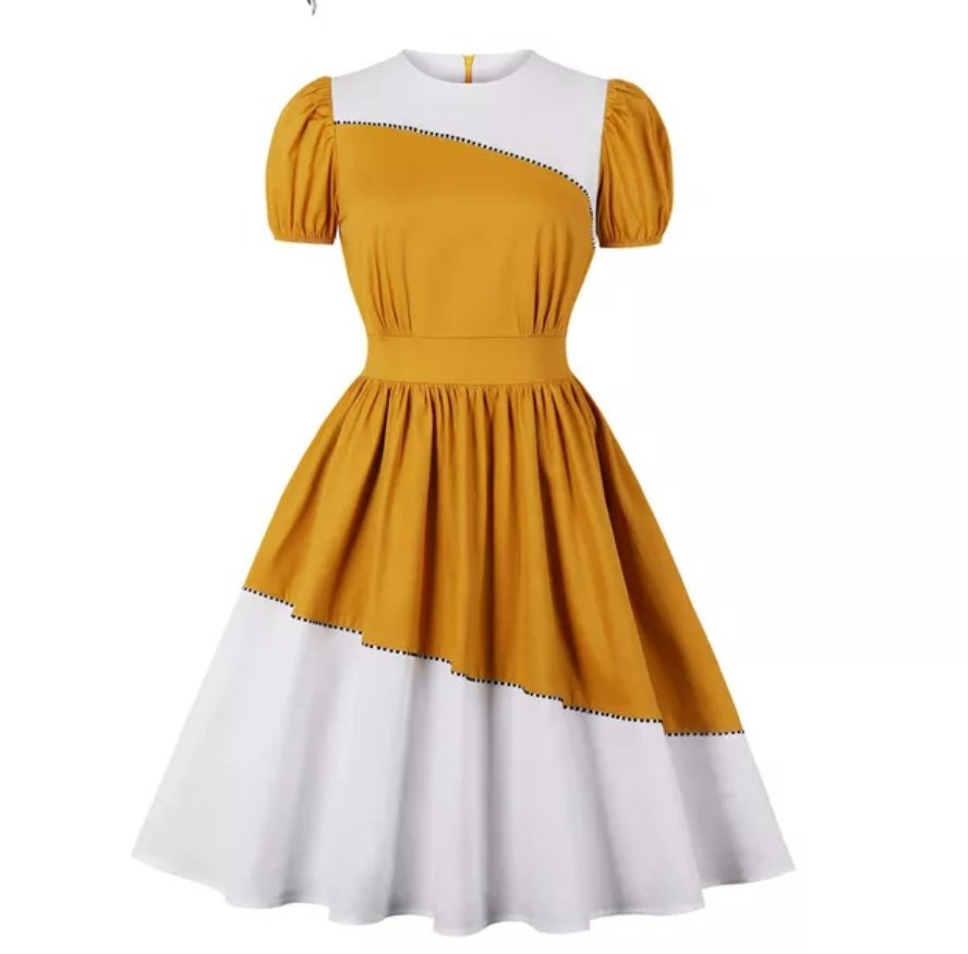 Szép Sárga És Fehér Ruha Vintage Design
