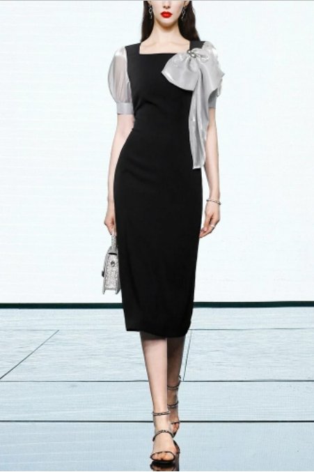 Vintage Vékony Fekete Ruha