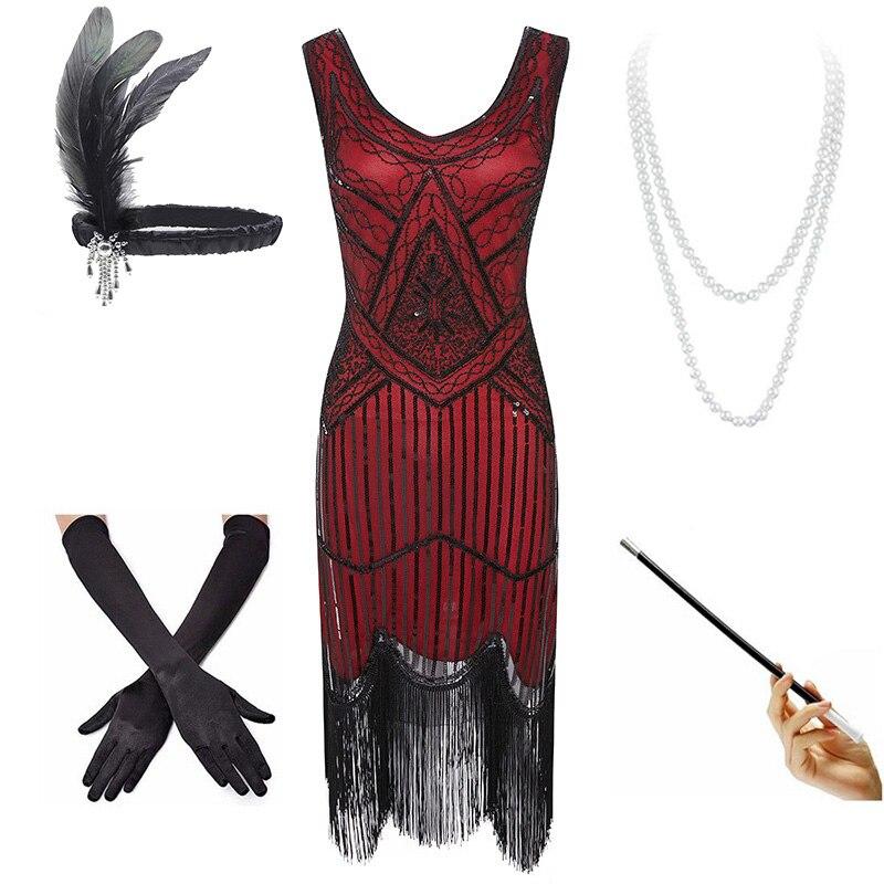 20-As Évek Vintage Piros És Fekete Ruha