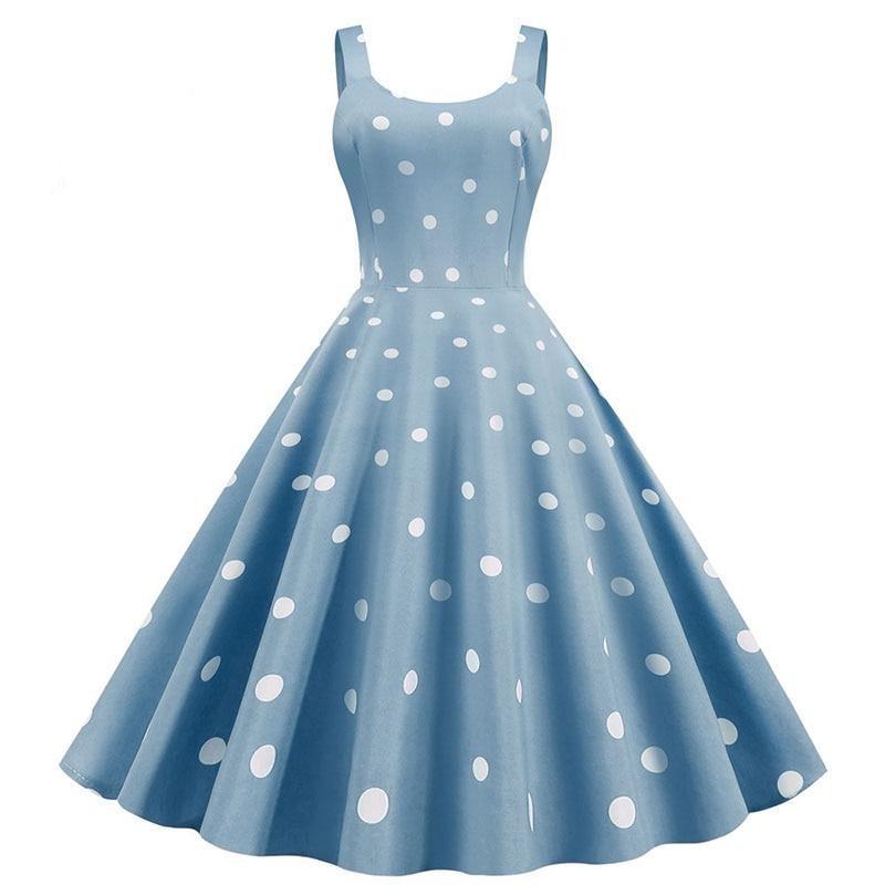 50-Es Évek Pin Up Dress Kék