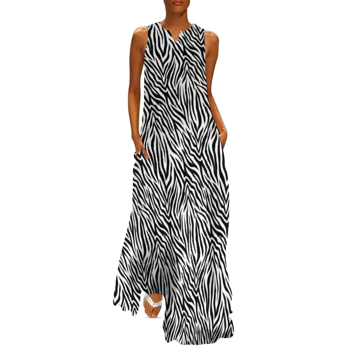 70-Es Évek Vintage Fekete-Fehér Ruha