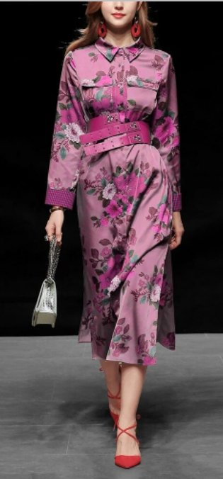 40-Es Évek Magas Nyakú Lila Ruha