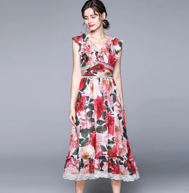 40-Es Évek Rózsaszín Rövid Ujjú Ruha