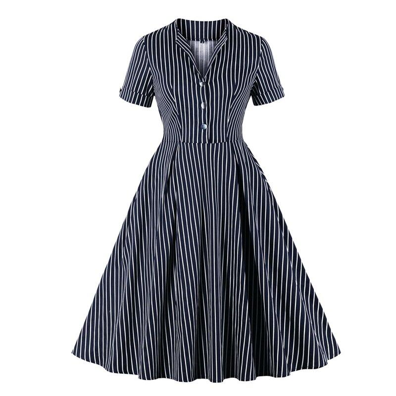 50-Es Évek Vintage Sötétkék Ruha