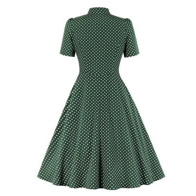 50-Es Évek Vintage Zöld Pöttyös Ruha
