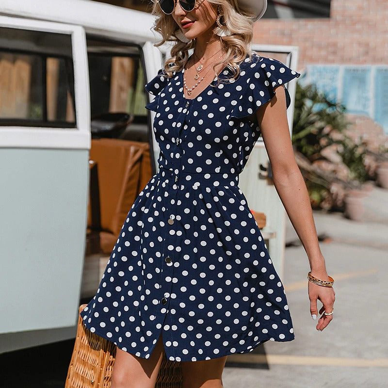 Vintage Sötétkék Ruha