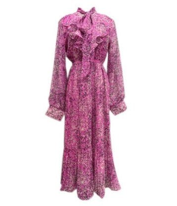 Vintage Rózsaszín Virágos Ünnepi Ruha