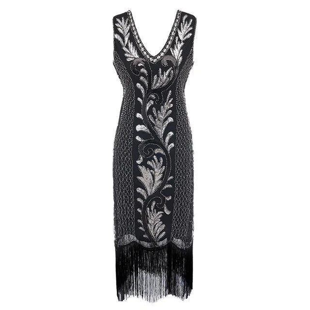 Fekete És Ezüst Gatsby Spirit Ruha