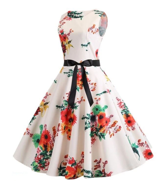 Bézs És Rózsaszín Vintage Kiszélesedő Ruha