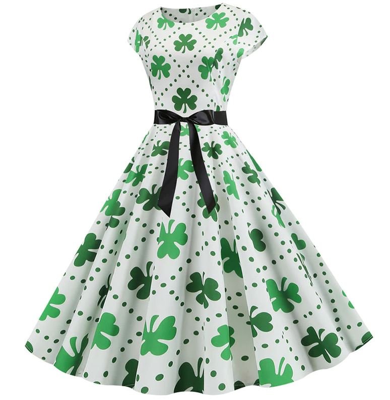 Vintage Fehér Pöttyös Virágos Lobogó Ruha