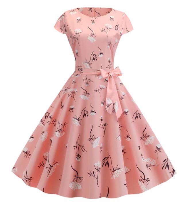 Vintage Rózsaszín Virágos Lobogó Ruha