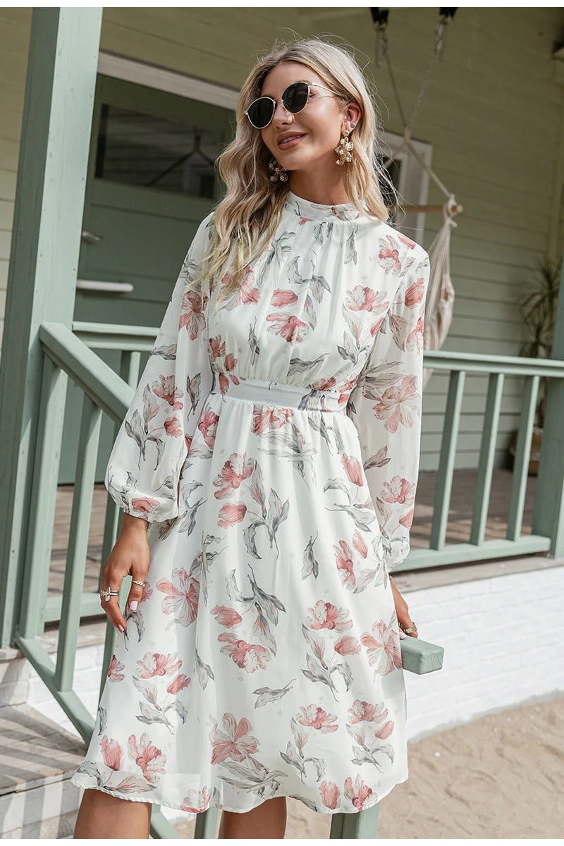 Vintage Rózsaszín Virágos Ruha