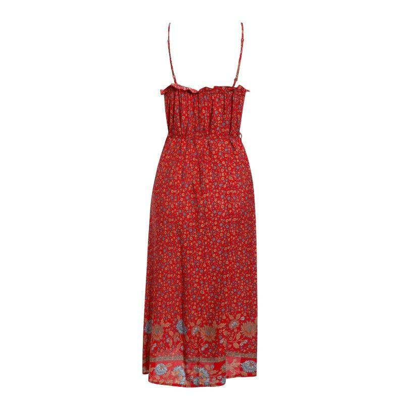 Vintage Piros Virágos Ruha