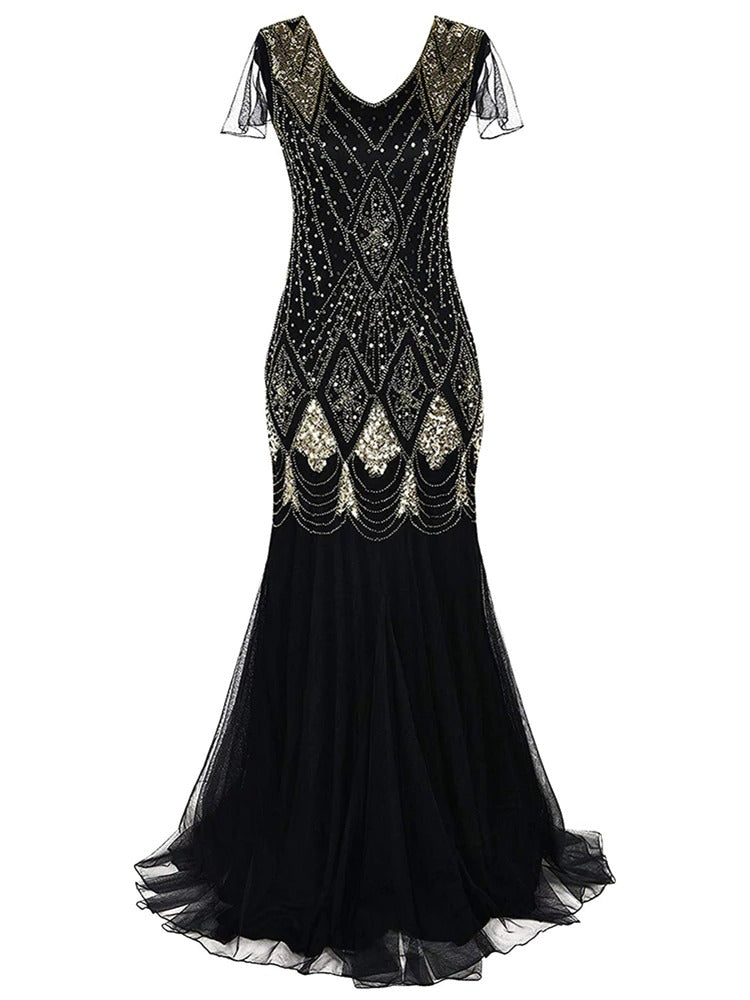 Fekete És Arany Hosszú Haute Couture Gatsby Ruha