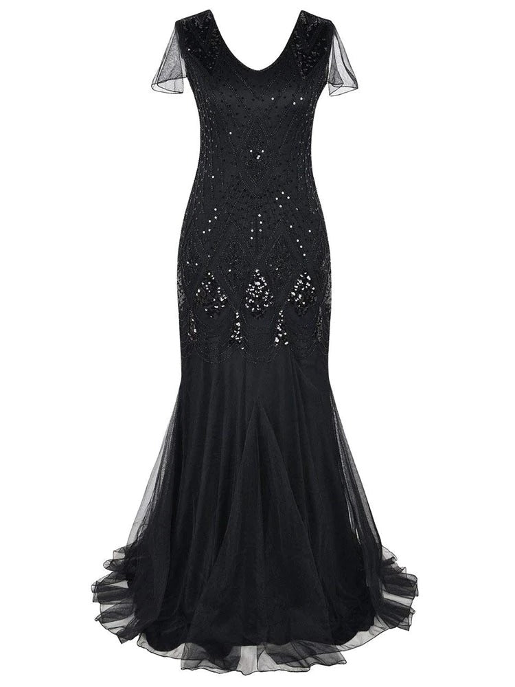 Hosszú Fekete Haute Couture Gatsby Ruha