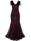 Bordó És Fekete Haute Couture Hosszú Gatsby Ruha