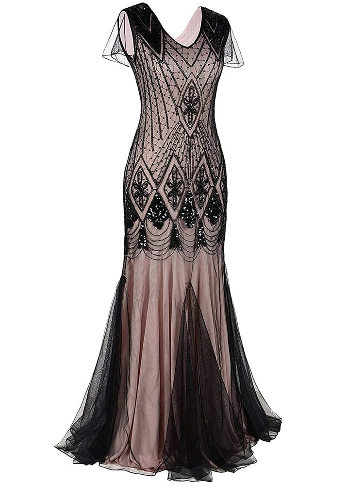 Rózsaszín Haute Couture Hosszú Gatsby Ruha