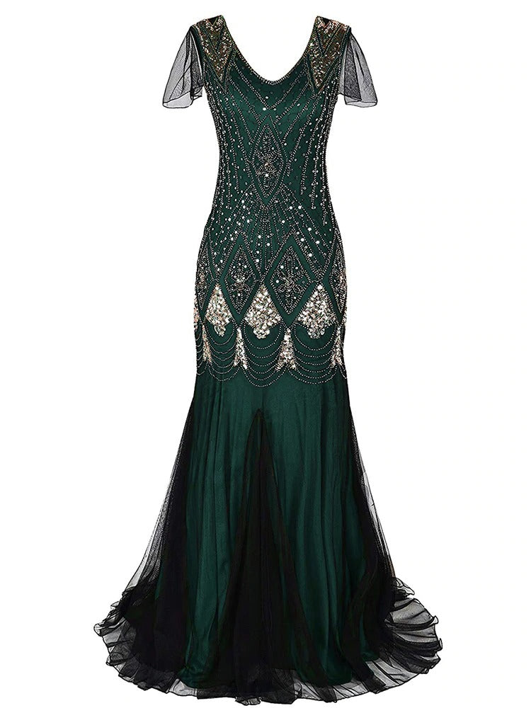 Hosszú Zöld Haute Couture Gatsby Ruha