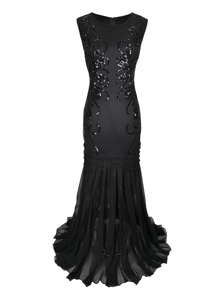 Hosszú Gatsby Ruha - Retro Elegáns Fekete