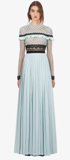 Hosszú Vintage Kék Fodros Ruha