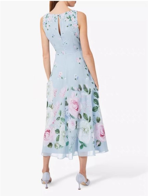 Vintage Kék Virágos Hosszú Ruha