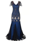 Hosszú Kék Haute Couture Gatsby Ruha