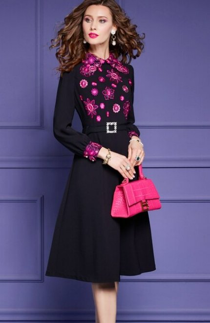 Hosszú Vintage Virágos Ruha