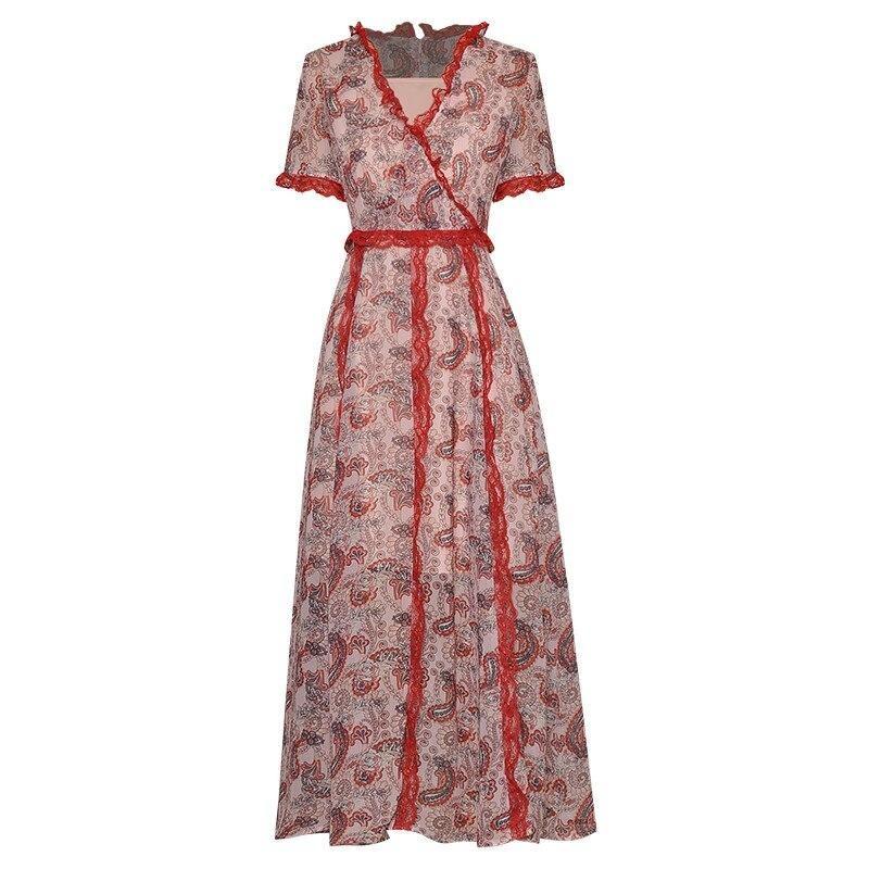 Piros Vintage Csipke Ruha