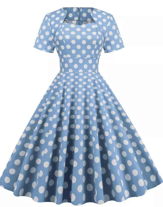 50-Es Évek Vintage Stílusú Kék Ruha