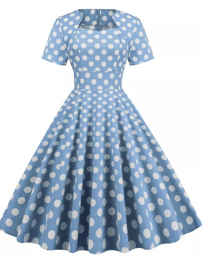 50-Es Évek Vintage Stílusú Kék Ruha