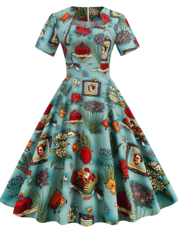 50-Es Évek Vintage Deco Stílusú Ruha