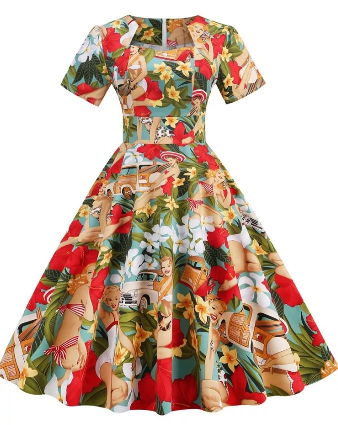 50-Es Évek Vintage Patchwork Stílusú Ruha