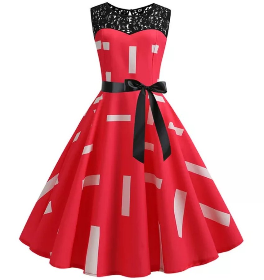 Vintage Trapéz Ruha Csipkegallérral