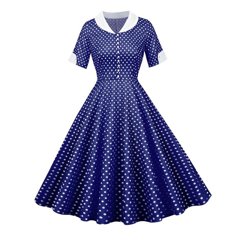 Vintage 50-Es Évek Kék Pöttyös Ruha