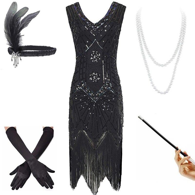 Vintage 20-As Évek Fekete Ruha